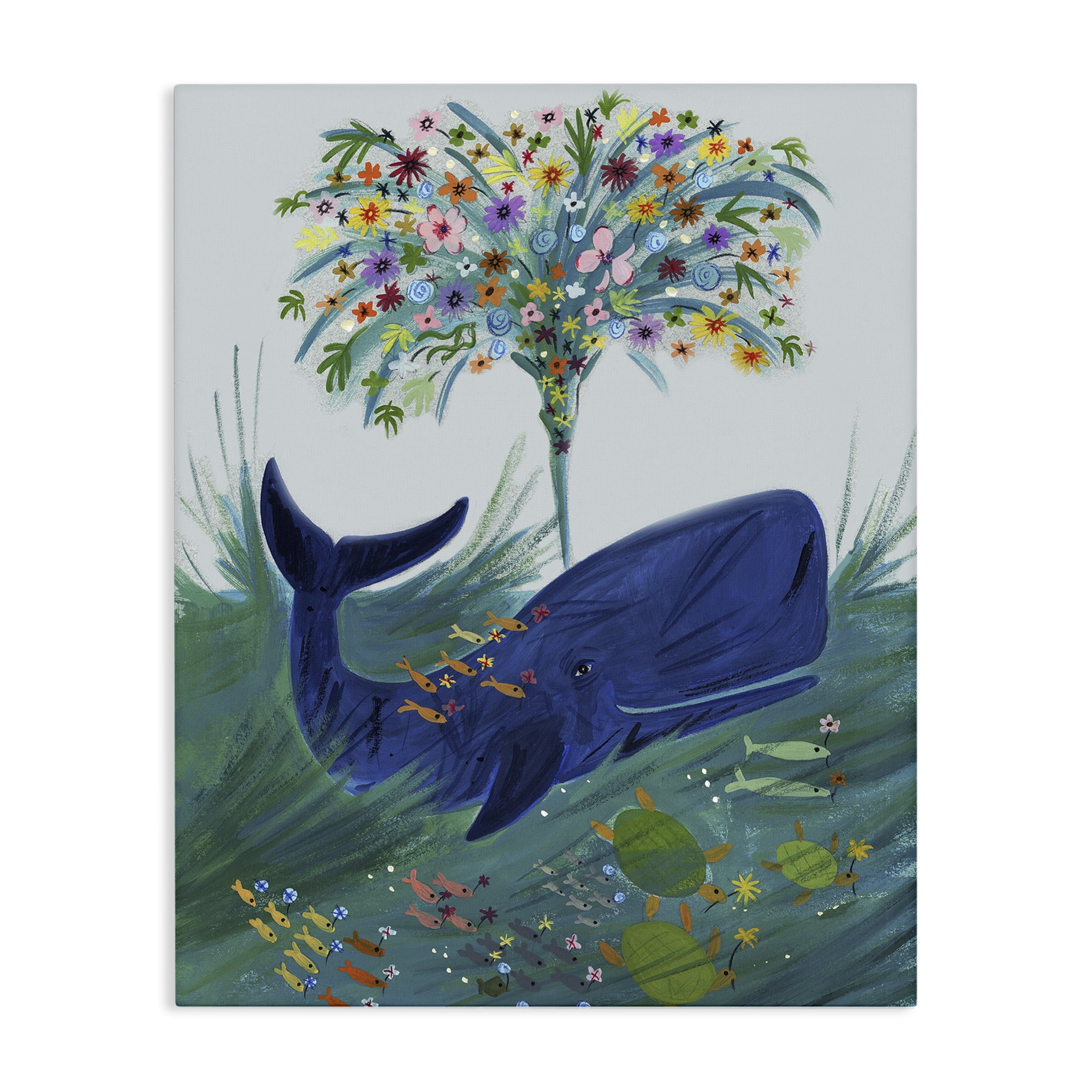 Stupell Industries A Flowery Whale Canvas Wall Art, design by Kay Widdowson