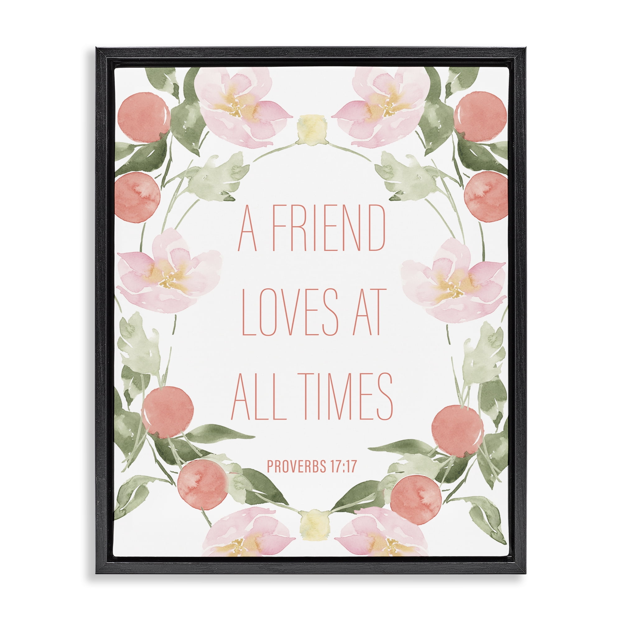 Stupell Industries A Friend Loves At All Times Black Framed Floater Canvas Wall Art, design by Lucille Price