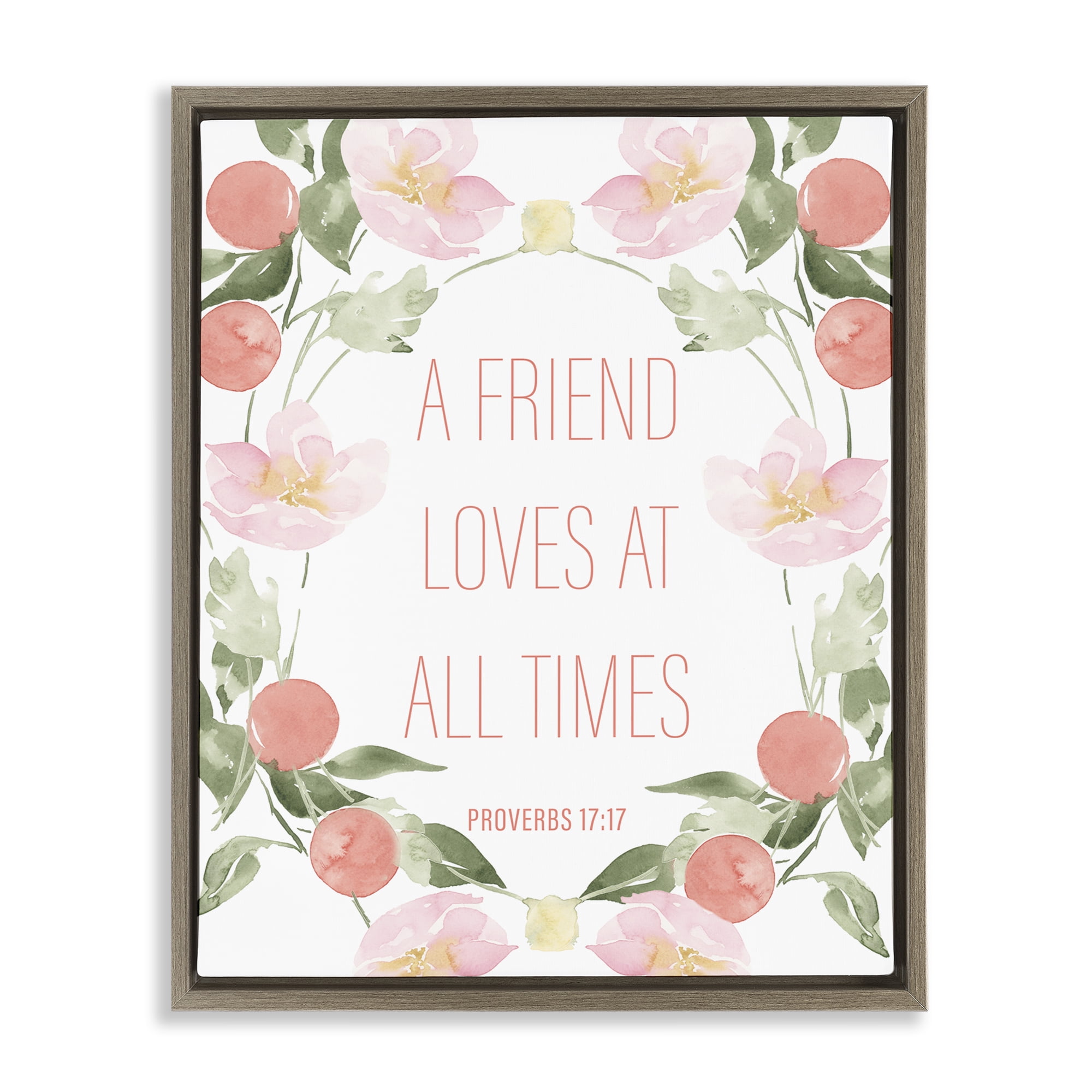 Stupell Industries A Friend Loves At All Times Brown Framed Floater Canvas Wall Art, design by Lucille Price