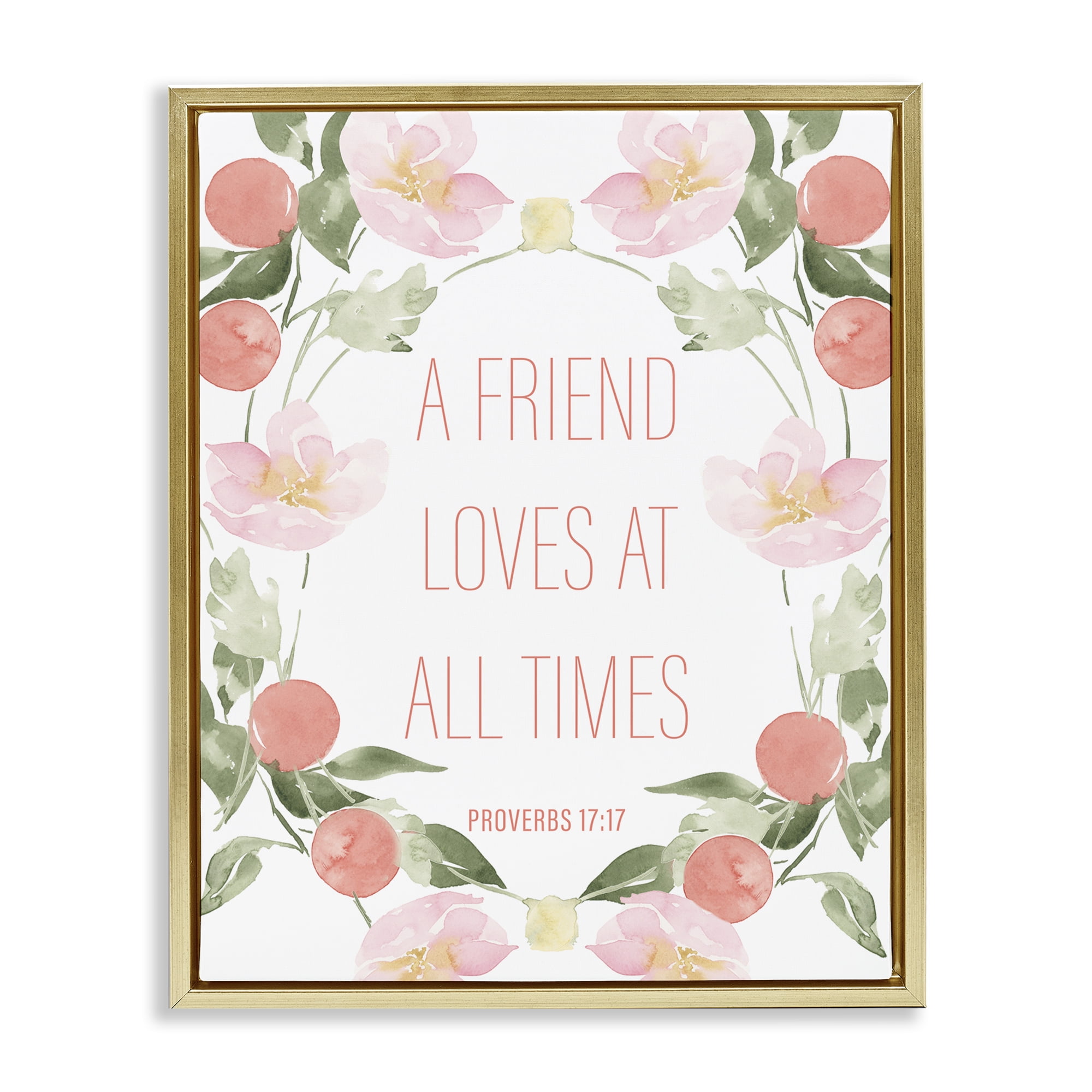 Stupell Industries A Friend Loves At All Times Gold Framed Floater Canvas Wall Art, design by Lucille Price