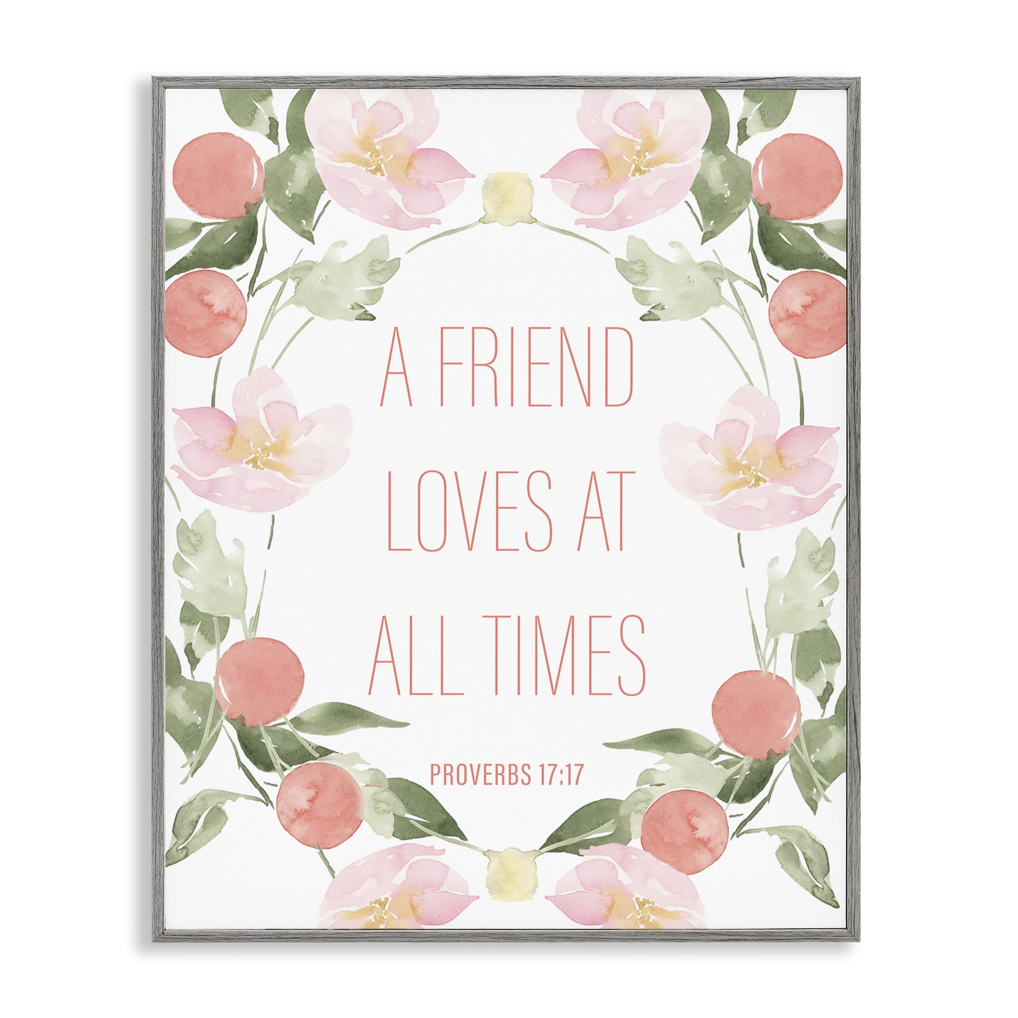 Stupell Industries A Friend Loves At All Times Gray Framed Giclee Art, design by Lucille Price