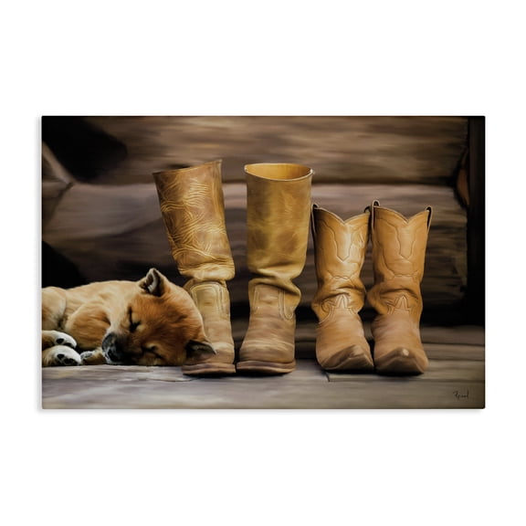 Stupell Industries A Hard Days Work Boots Canvas Wall Art design by Renel Peters, 30 x 45