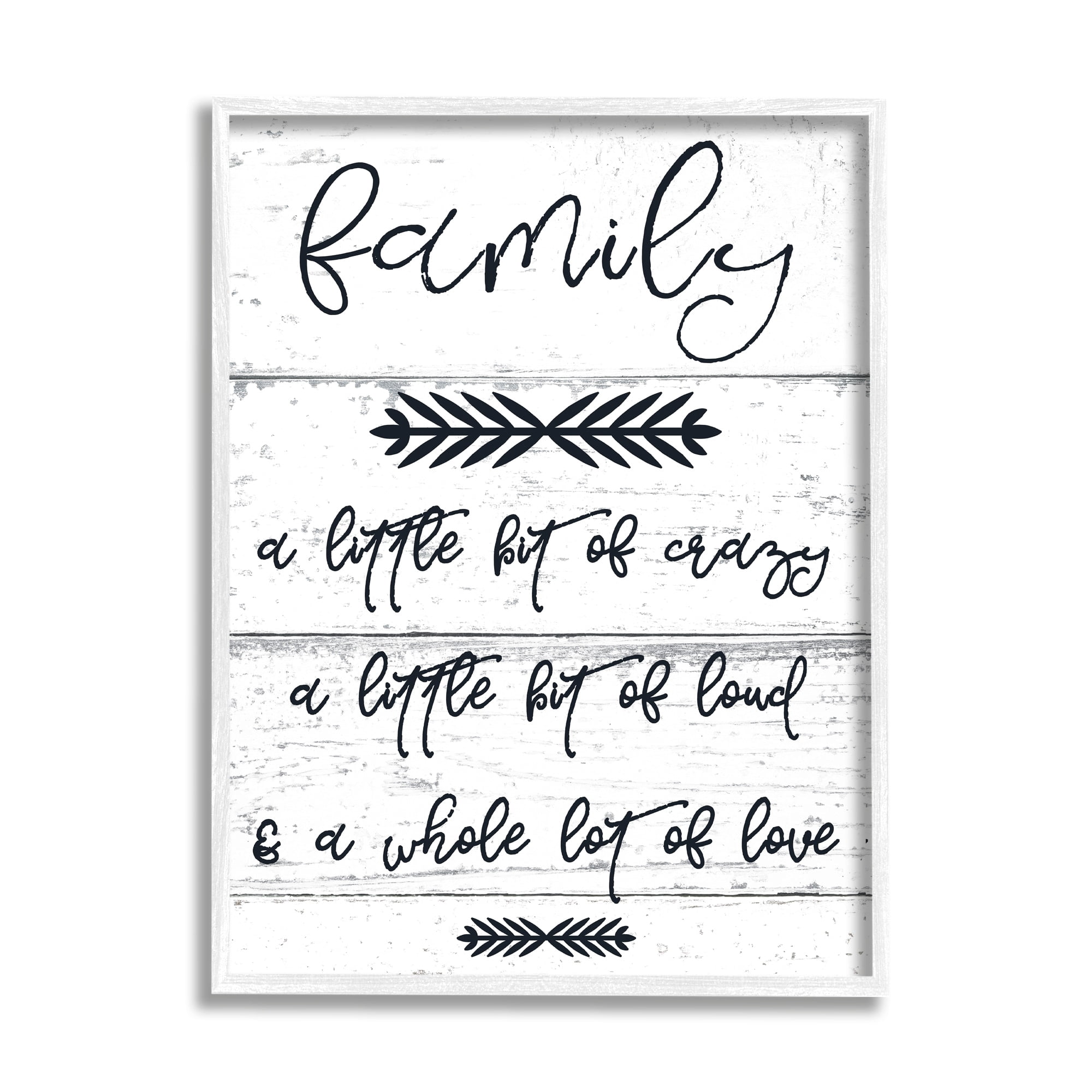Stupell Industries A Little Crazy Loud Love Family Graphic Art White Framed Art Print Wall Art, 16x20, by Daphne Polselli