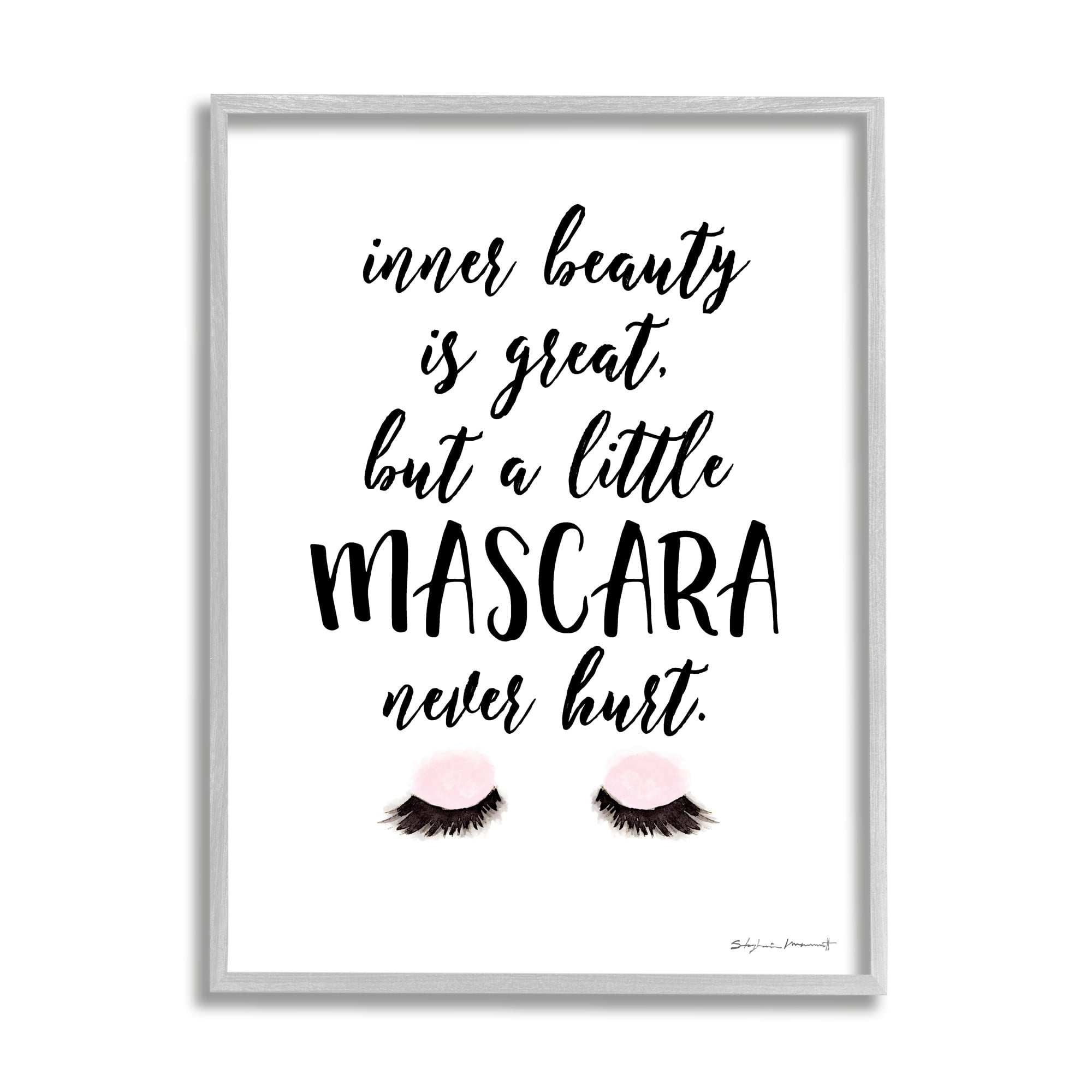 Stupell Industries A Little Mascara Never Hurt Phrase Glam Lashes, 24 x 30, Design by Stephanie Workman Marrott