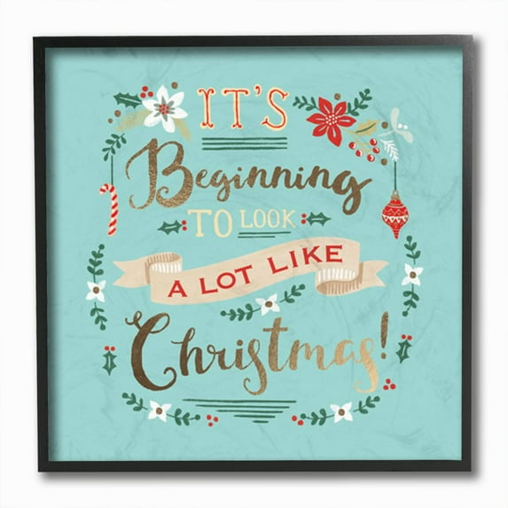 Stupell Industries A Lot Like Christmas Blue Gold Holiday Word DesignFramed Wall Art By Artist A.V. Art