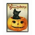 thumbnail image 1 of Stupell Industries A Merry Halloween Black Cat Pumpkin Seasonal Holiday Design Graphic Art Black Framed Art Print Wall Art, 11x14, by Daphne Polselli, 1 of 8