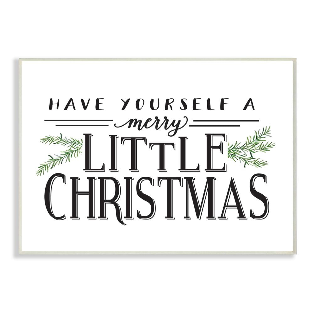 Stupell Industries A Merry Little Christmas Holiday Word Design Wood Wall Art By Artist Lettered and Lined