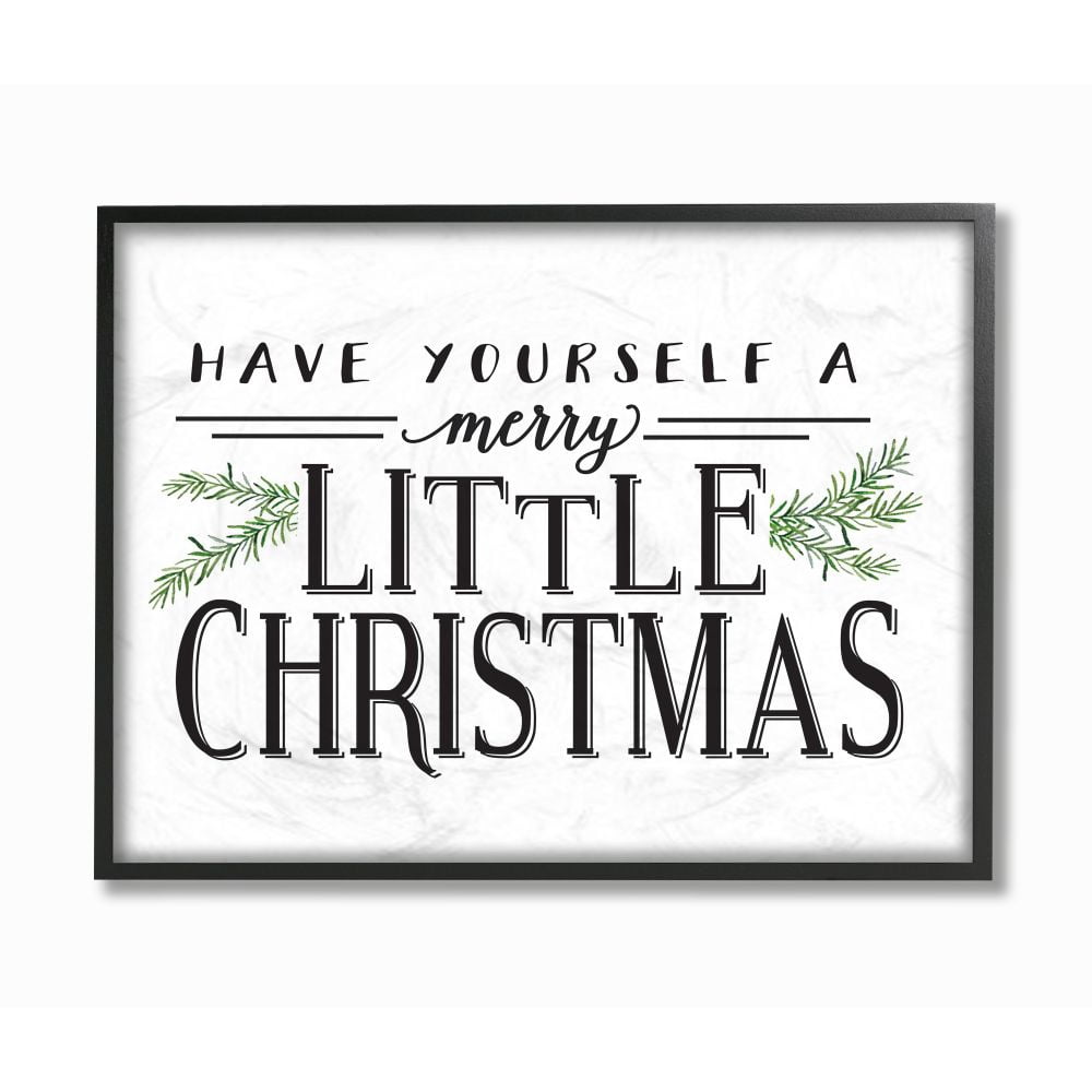 Ebony Wood Framed Merry Christmas Canvas Print, 11 x 14