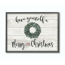 Stupell Industries A Merry Little Christmas Wreath Wood Texture Holiday Word DesignFramed Wall Art By Artist Jo Moulton