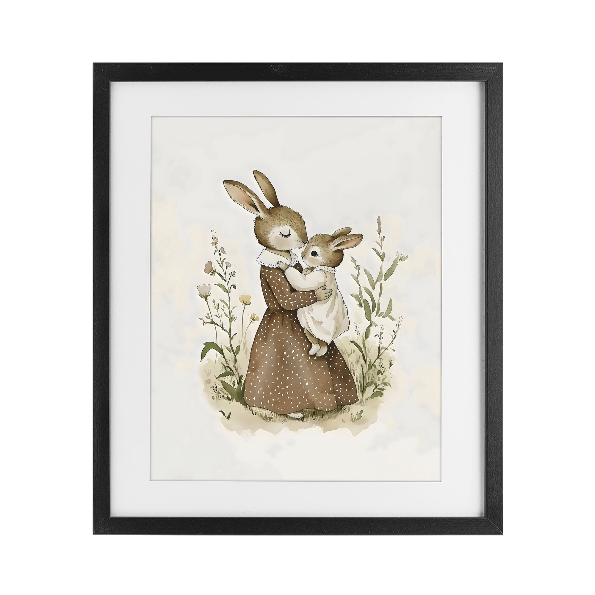 Stupell Industries A Mother's Love Rabbits Black Framed Print Under Glass, design by Arlington Prints