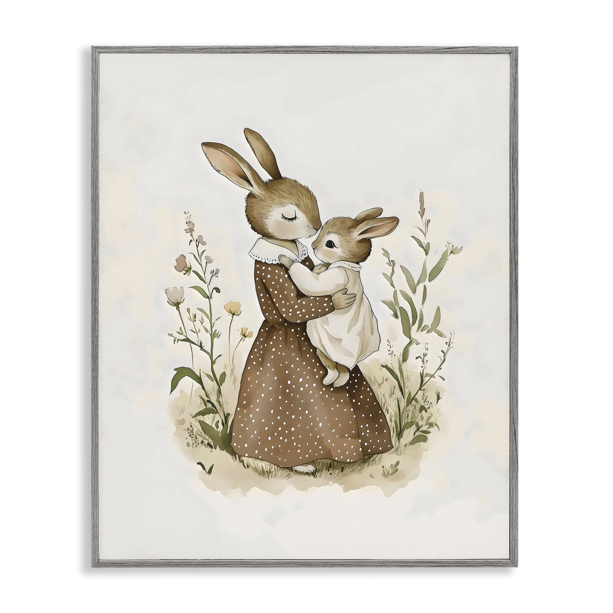 Stupell Industries A Mother's Love Rabbits Gray Framed Giclee Art, design by Arlington Prints