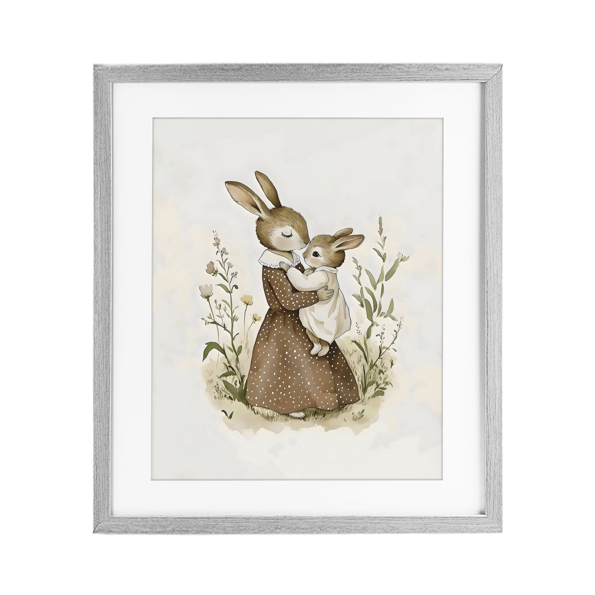 Stupell Industries A Mother's Love Rabbits Gray Framed Print Under Glass, design by Arlington Prints