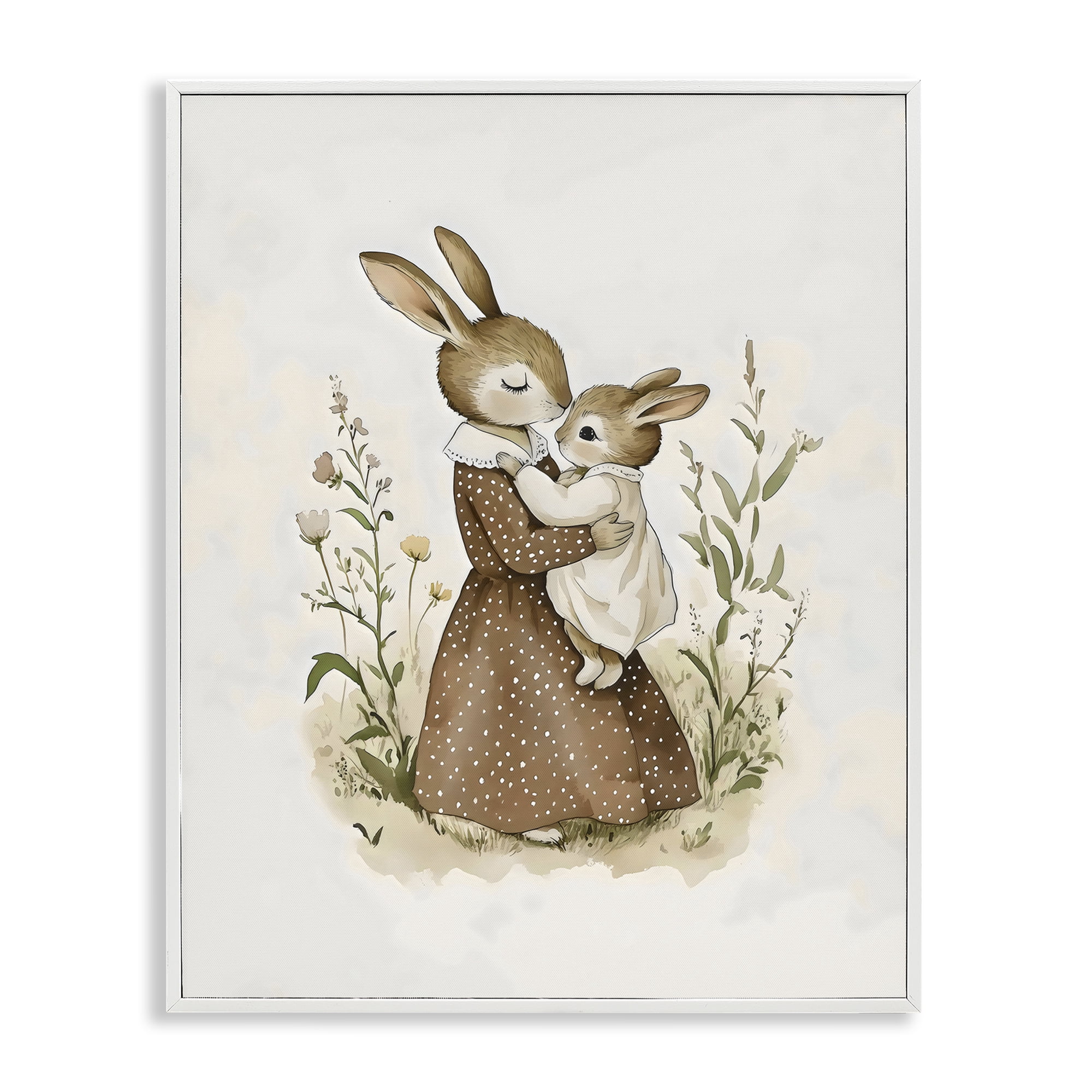 Stupell Industries A Mother's Love Rabbits White Framed Giclee Art, design by Arlington Prints