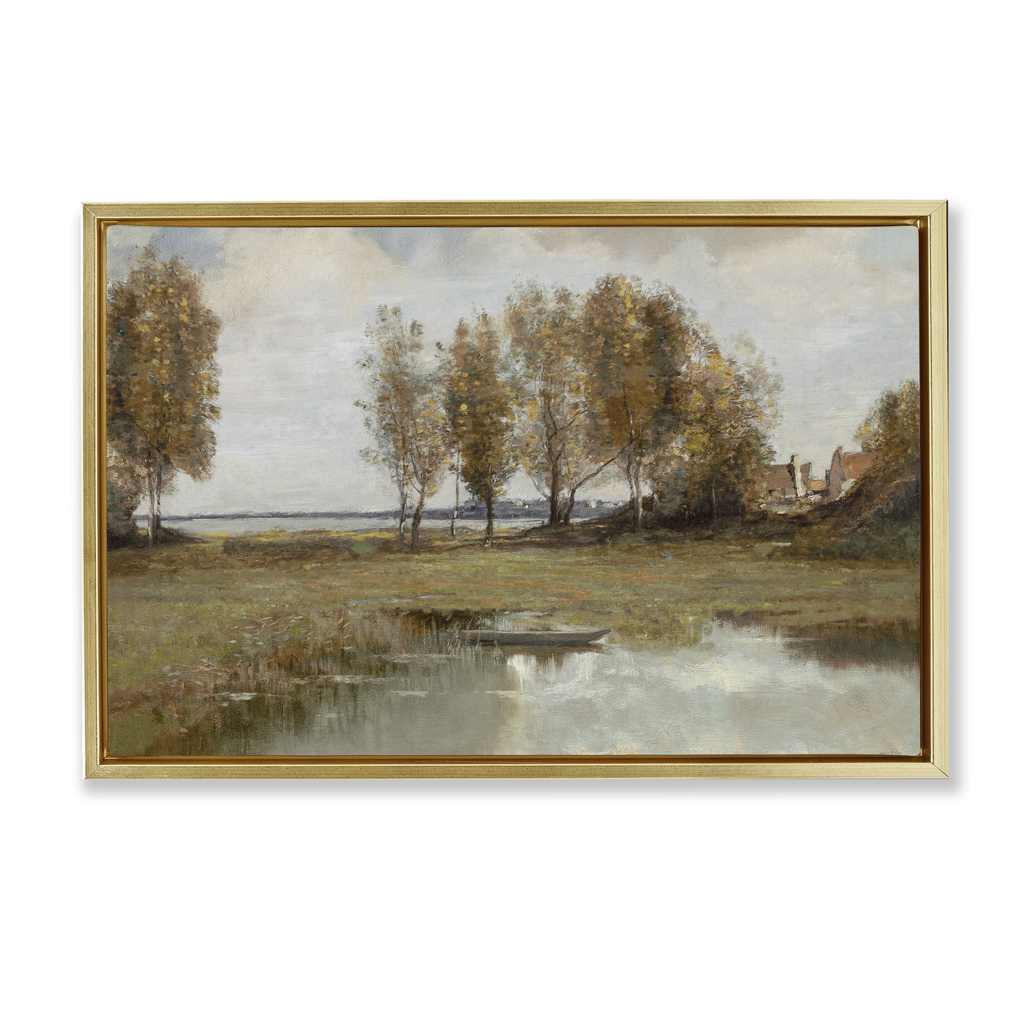 Stupell Industries A Peaceful Spot Landscape Gold Framed Floater Canvas Wall Art, design by Amber Sterling