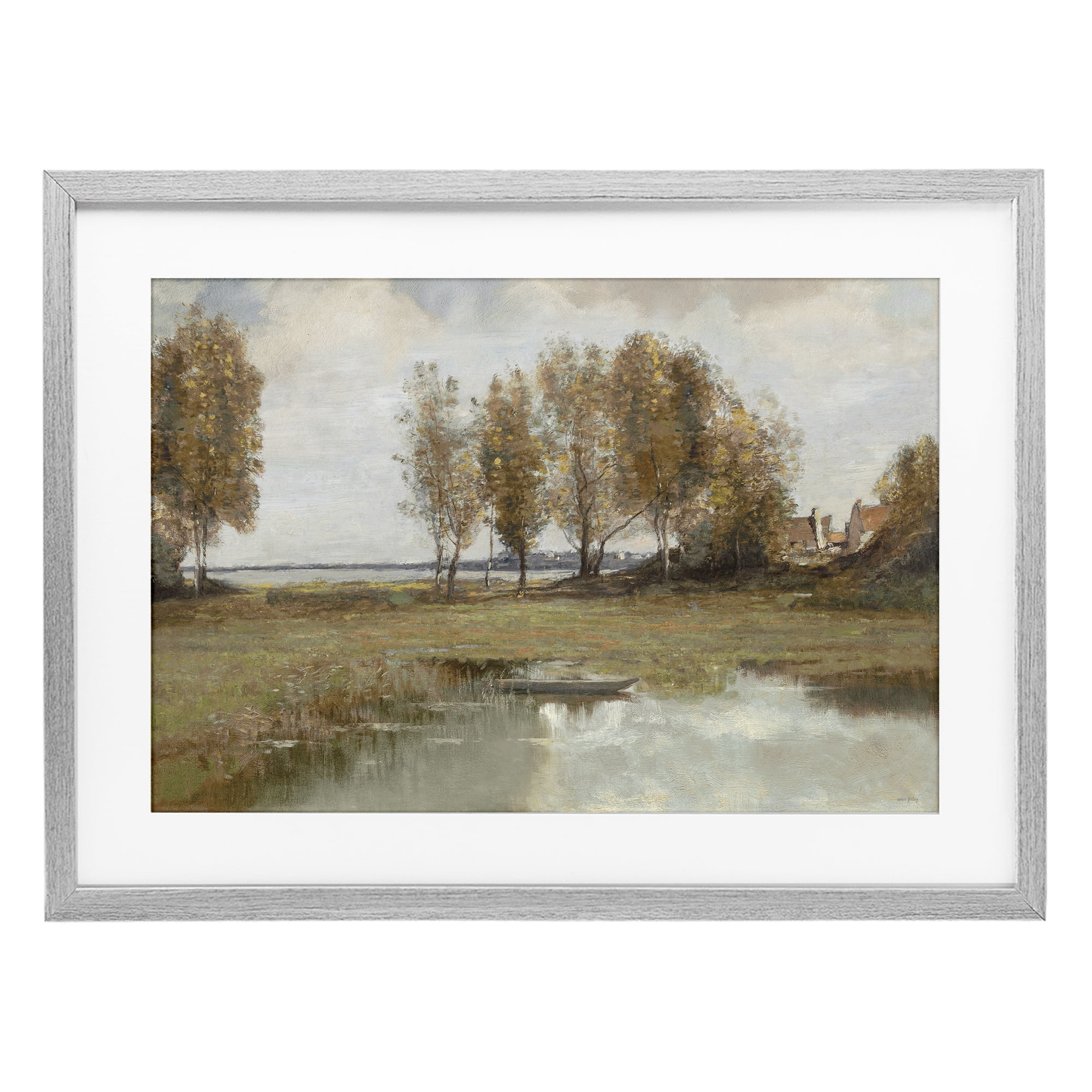 Stupell Industries A Peaceful Spot Landscape Gray Framed Print Under Glass, design by Amber Sterling