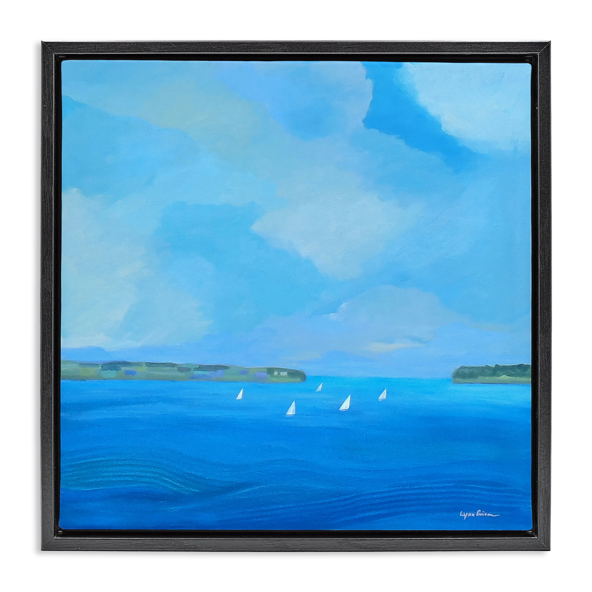 Stupell Industries A Perfect Day Seascape Black Framed Floater Canvas Wall Art, design by Lynn Ericson Fine Art