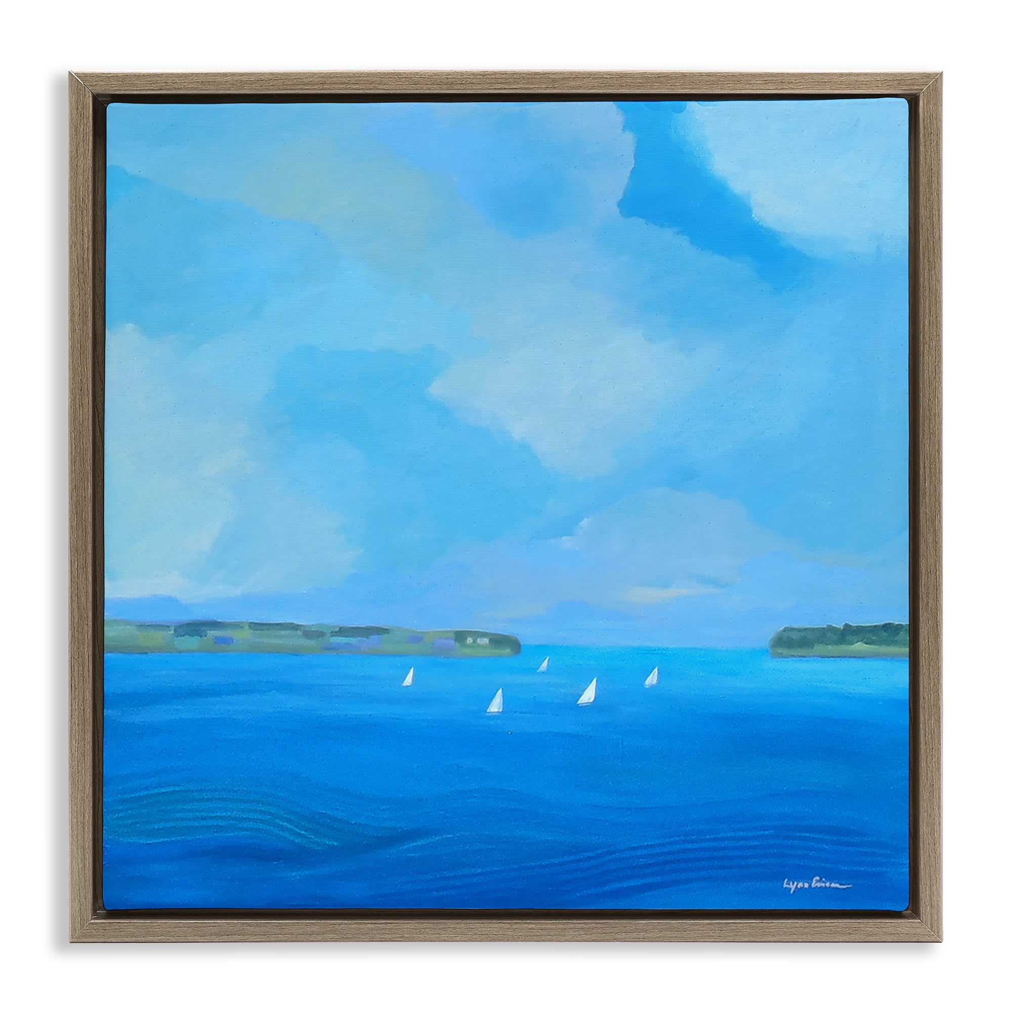 Stupell Industries A Perfect Day Seascape Brown Framed Floater Canvas Wall Art, design by Lynn Ericson Fine Art