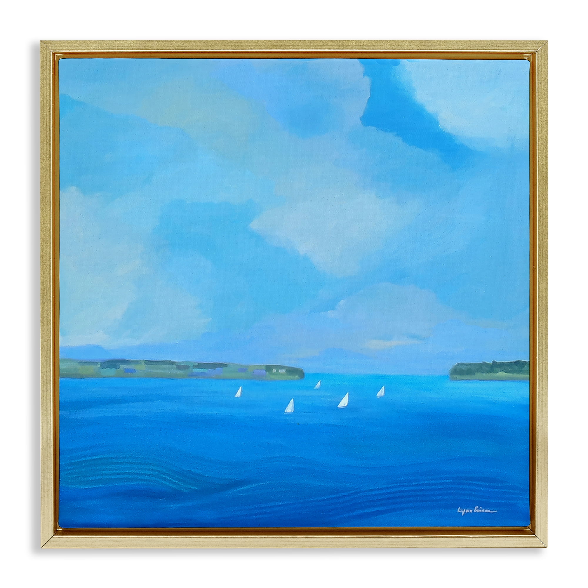 Stupell Industries A Perfect Day Seascape Gold Framed Floater Canvas Wall Art, design by Lynn Ericson Fine Art