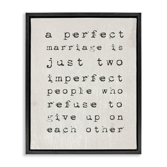 Stupell Industries A Perfect Marriage Jet Black Framed Floating Canvas Wall Art, 16x20, by Daphne Polselli