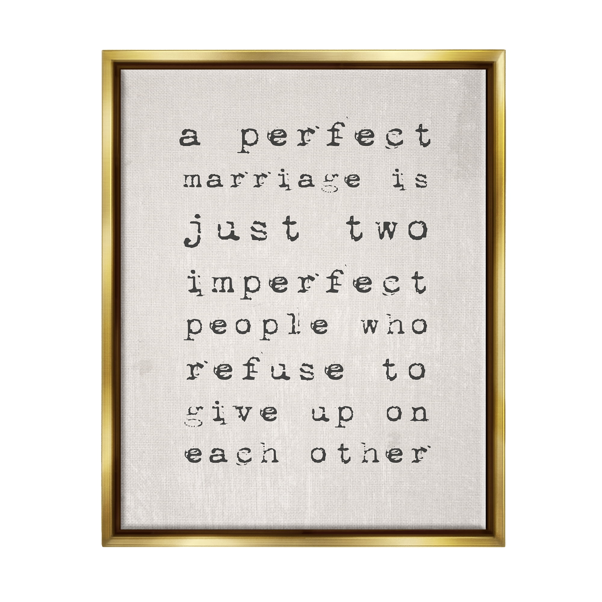 Stupell Industries A Perfect Marriage Metallic Gold Framed Floating Canvas Wall Art, 24x30, by Daphne Polselli