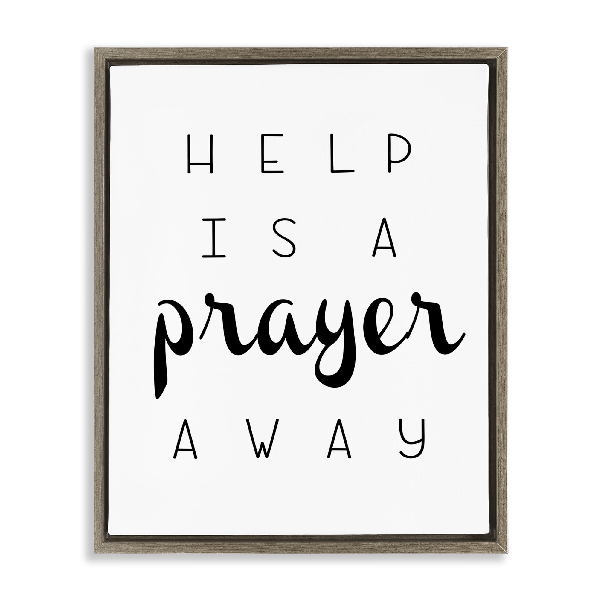 Stupell Industries A Prayer Away Sentiment Religious & Spiritual Painting Brown Floater Framed Canvas Art Print Wall Art, 25 x 31