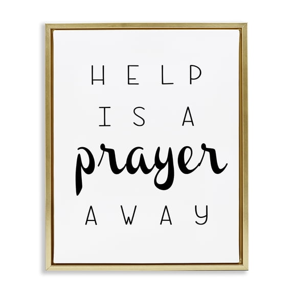Stupell Industries A Prayer Away Sentiment Religious & Spiritual Painting Gold Floater Framed Canvas Art Print Wall Art, 17 x 21