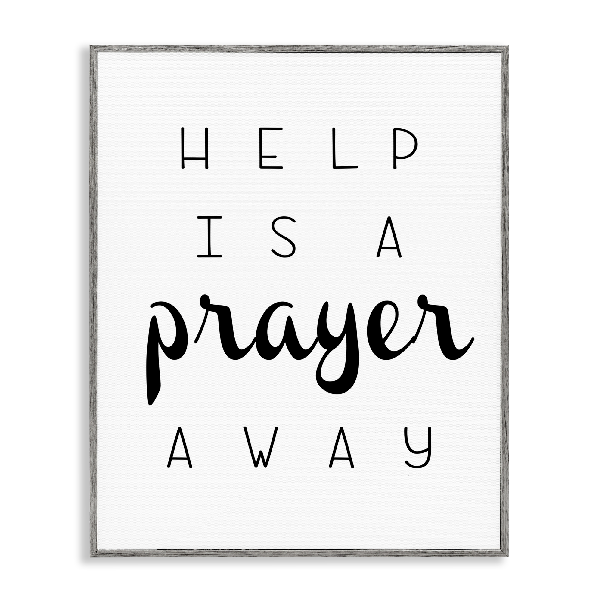 Stupell Industries A Prayer Away Sentiment Religious & Spiritual Painting Gray Framed Art Print Wall Art, 11 x 14