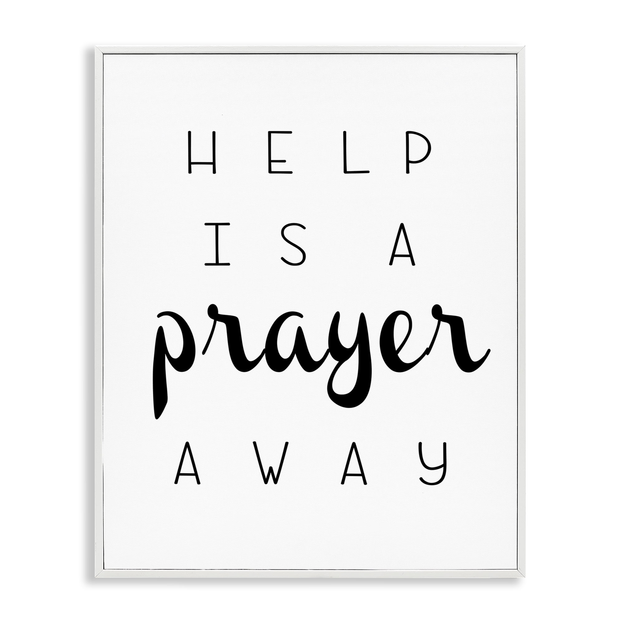 Stupell Industries A Prayer Away Sentiment Religious & Spiritual Painting White Framed Art Print Wall Art, 11 x 14