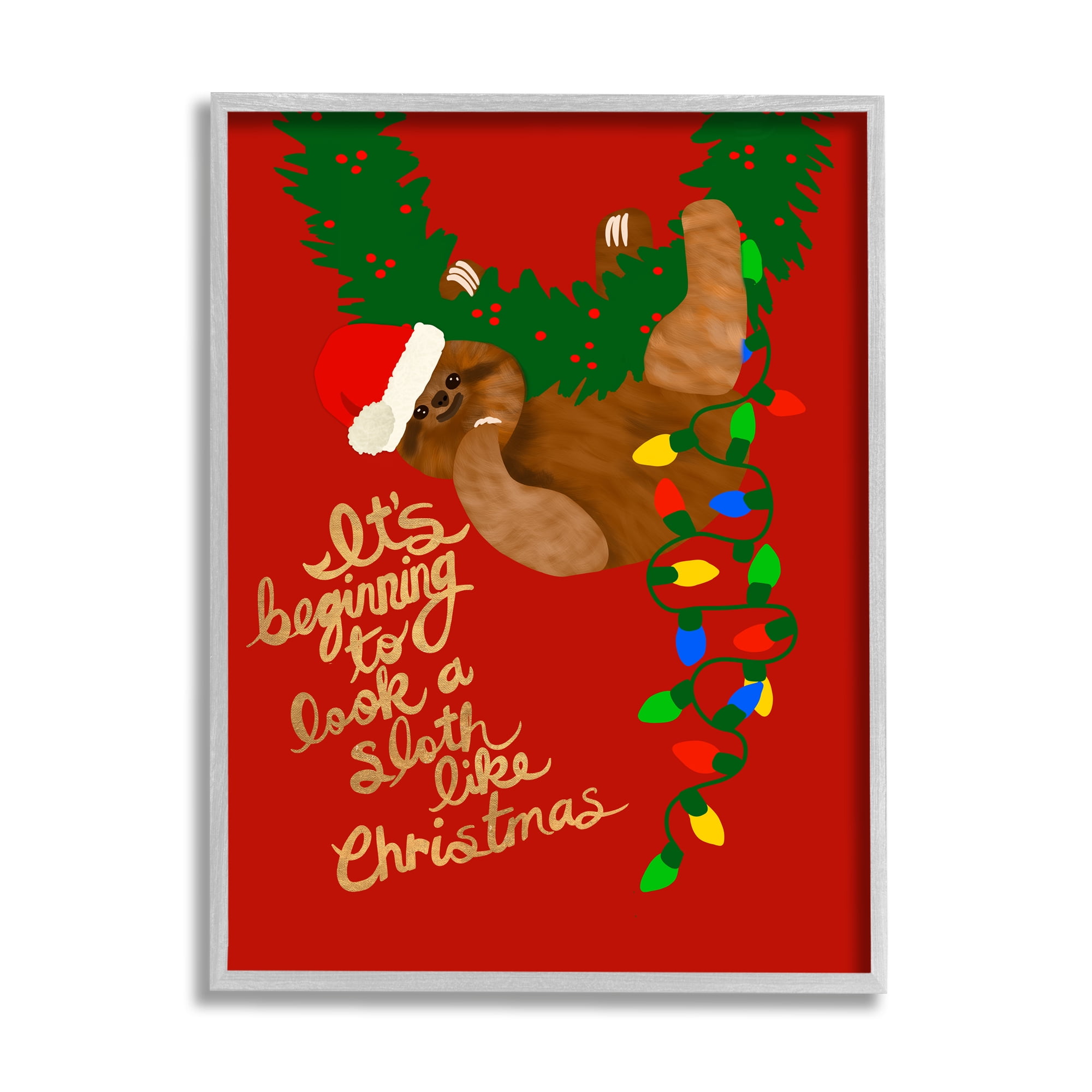 Stupell Industries A Sloth Like Christmas Festive Winter Holiday Pun, 24 x 30, Design by Jen Bucheli