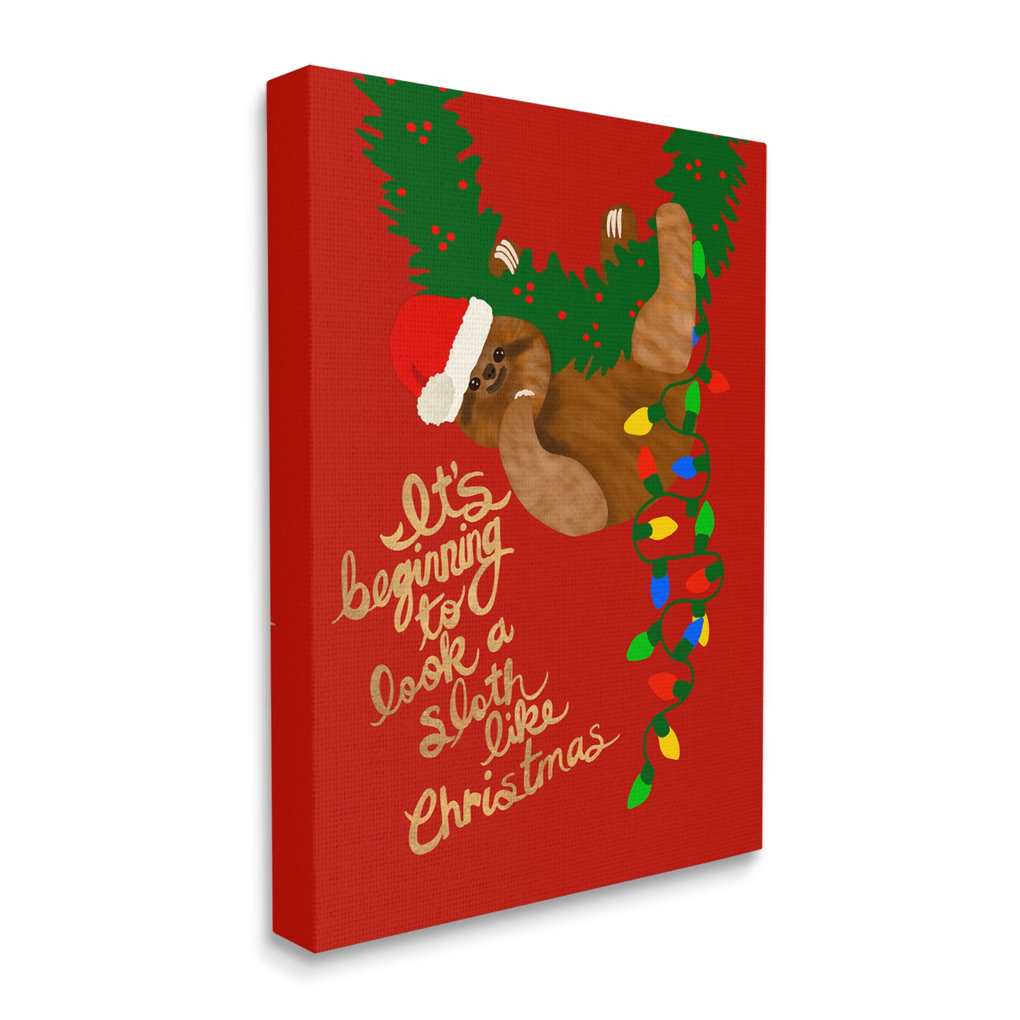 Stupell Industries A Sloth Like Christmas Festive Winter Holiday Pun, 36 x 48, Design by Jen Bucheli