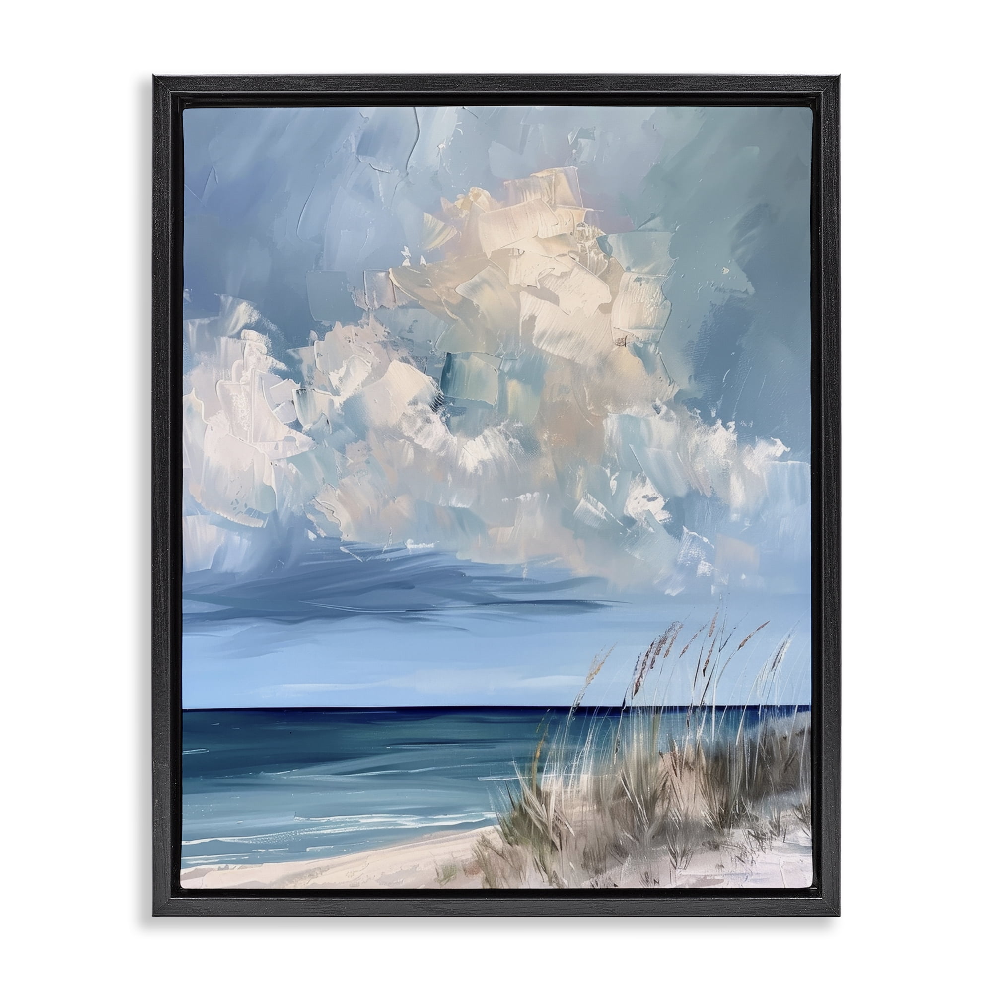 Stupell Industries A Storm Is Coming on Beach Black Framed Floater Canvas Wall Art, design by Petal Prints Design