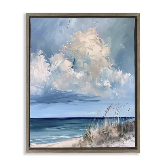 Stupell Industries Transitional A Storm Is Coming on Beach Brown Floating Frame Canvas Art, 17 x 21, by Petals Prints Design