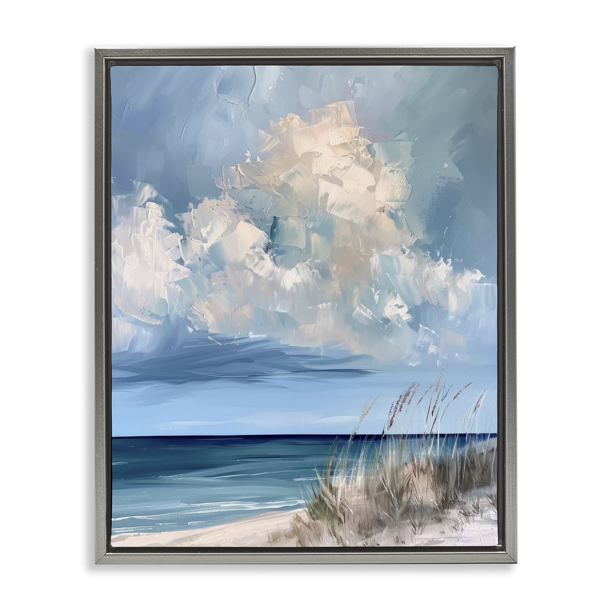 Stupell Industries A Storm Is Coming on Beach Gray Framed Floater Canvas Wall Art, design by Petal Prints Design