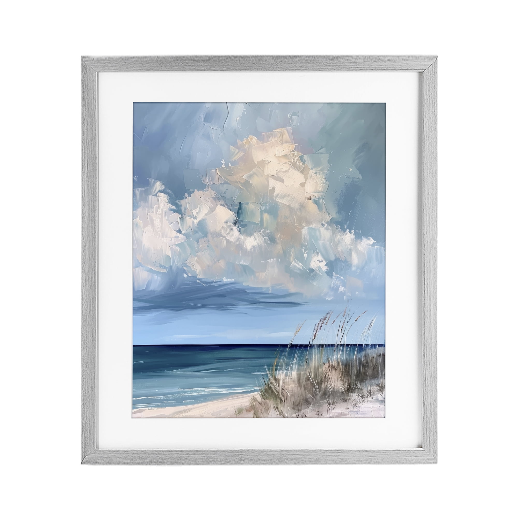 Stupell Industries A Storm Is Coming on Beach Gray Framed Print Under Glass, design by Petal Prints Design