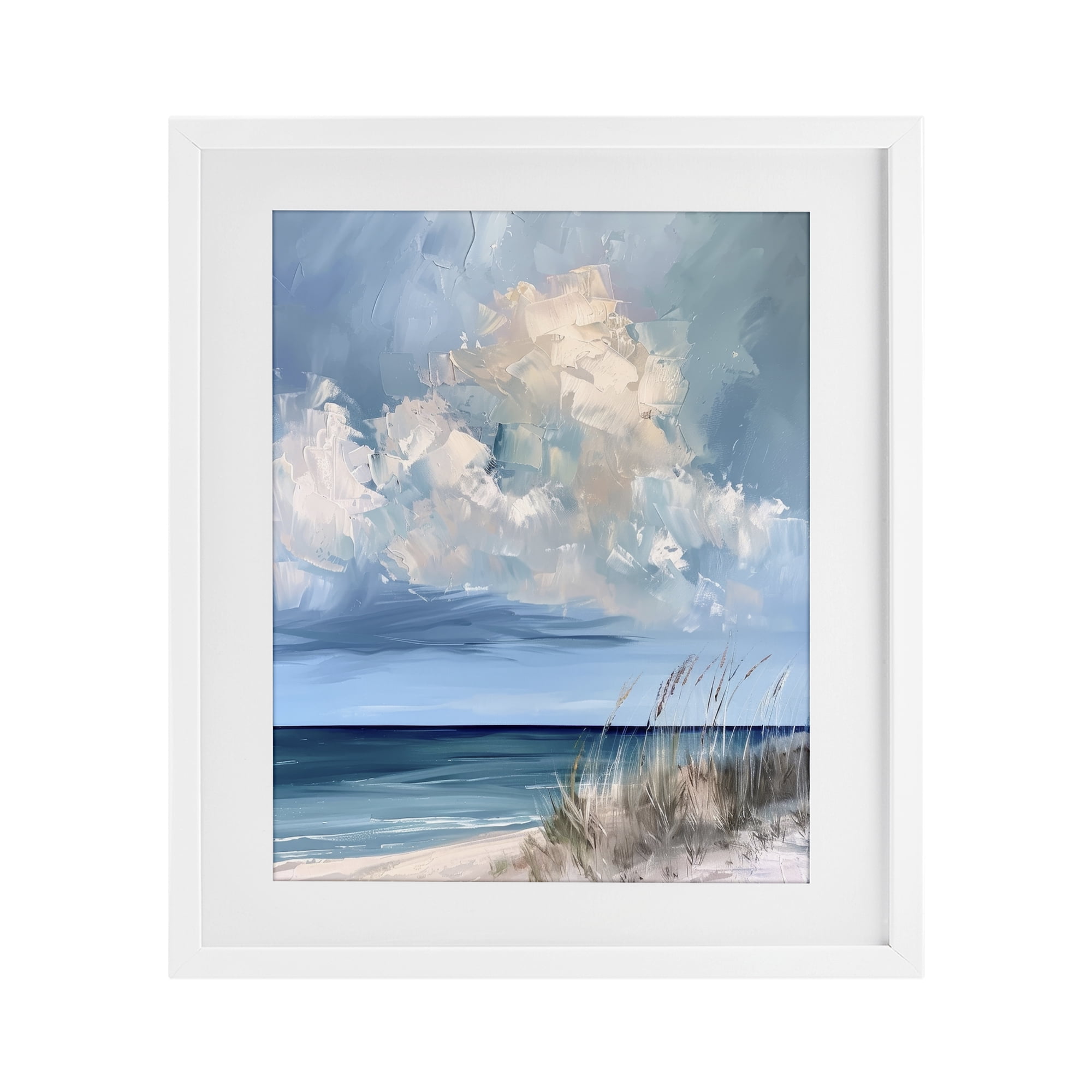 Stupell Industries A Storm Is Coming on Beach White Framed Print Under Glass, design by Petal Prints Design