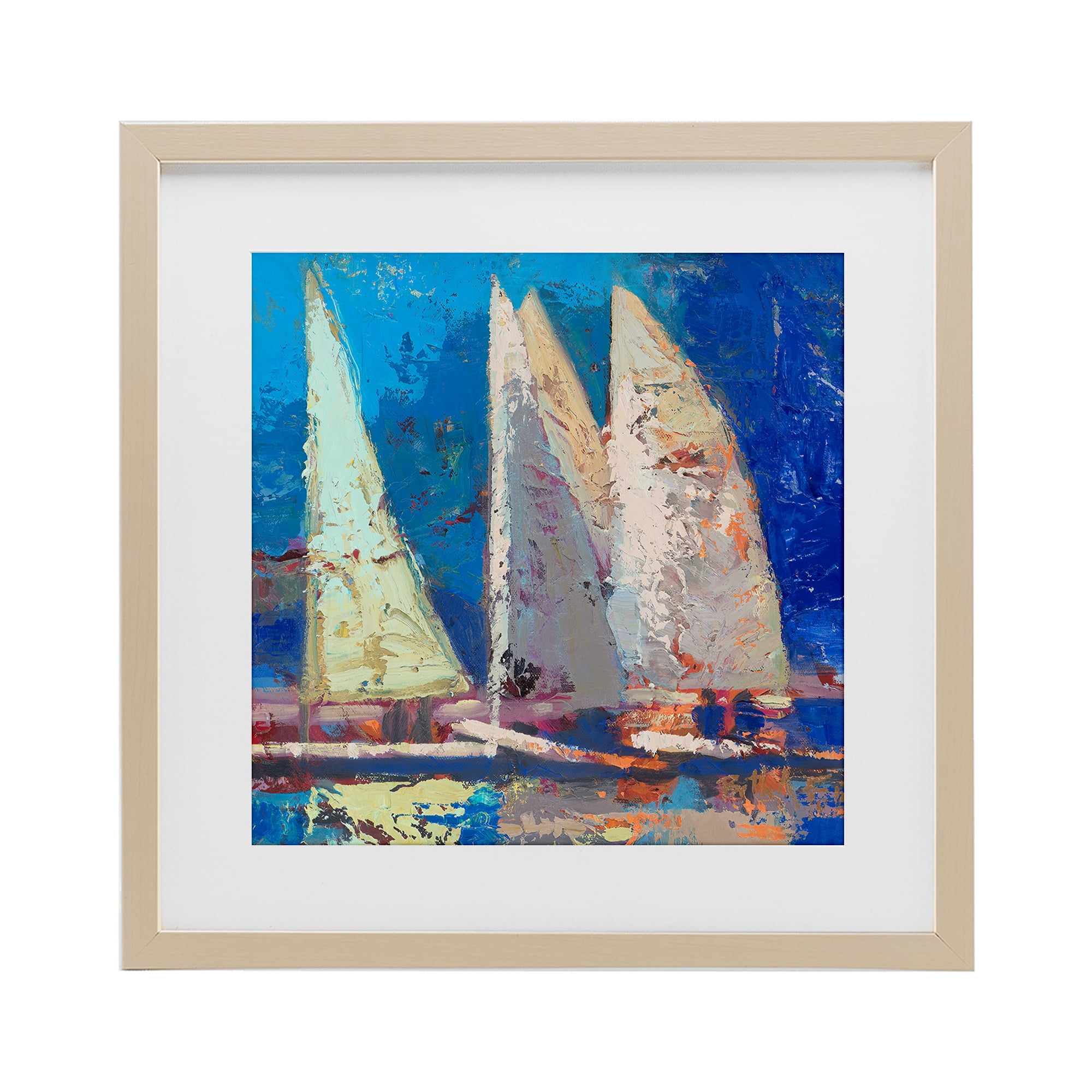 Stupell Industries A Strong Wind Sailboats Birch Framed Print Under Glass, design by Beth A. Forst