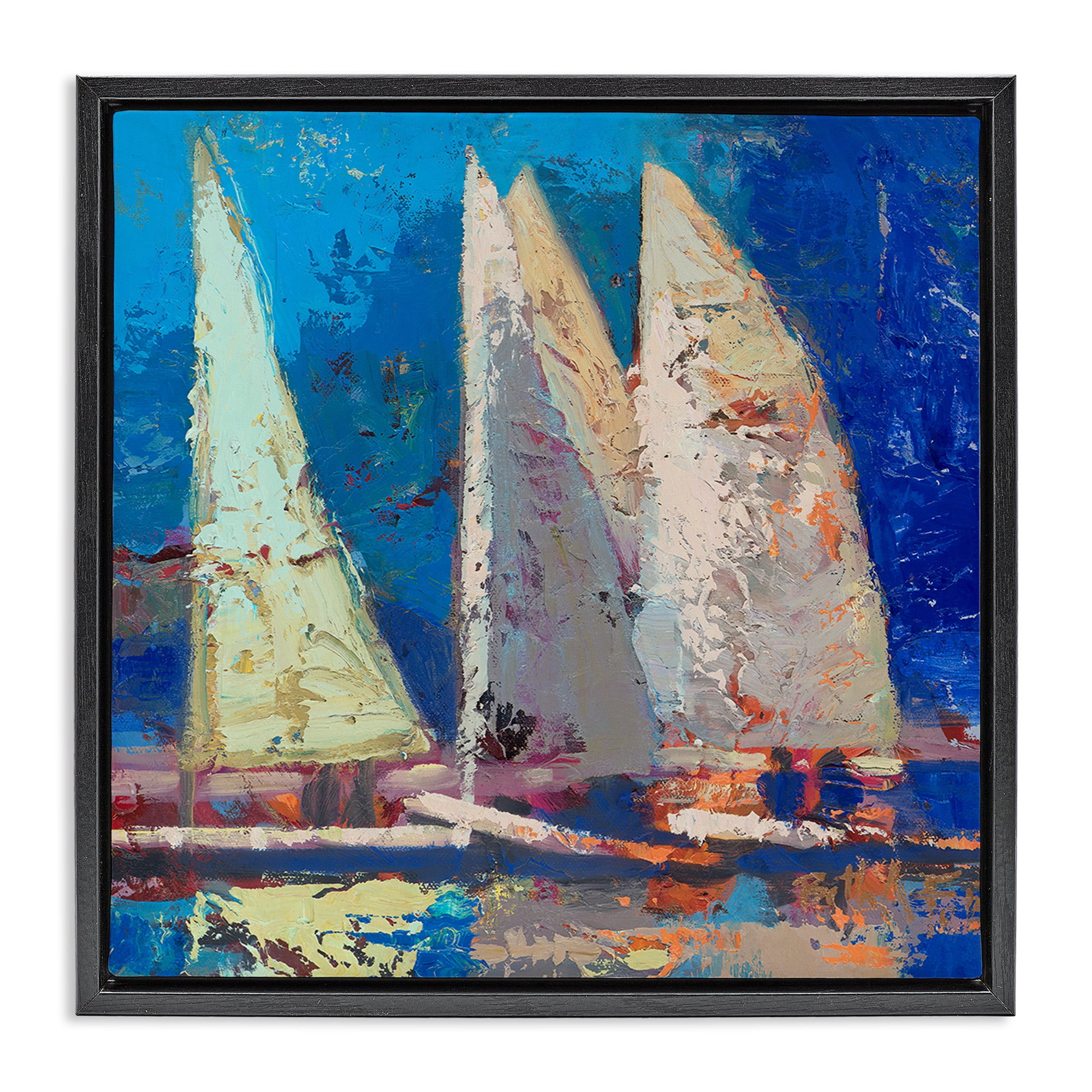 Stupell Industries A Strong Wind Sailboats Black Framed Floater Canvas Wall Art, design by Beth A. Forst