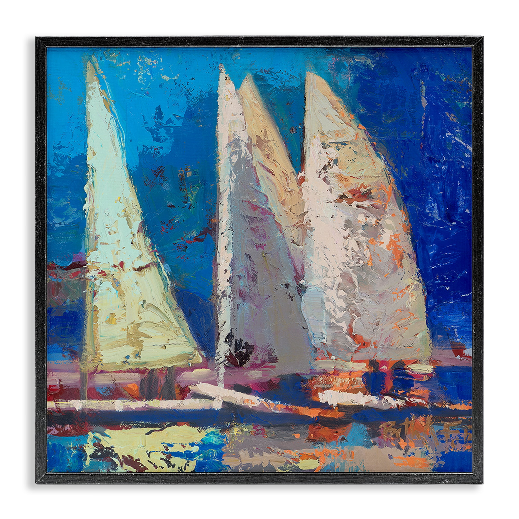 Stupell Industries A Strong Wind Sailboats Black Framed Giclee Art, design by Beth A. Forst