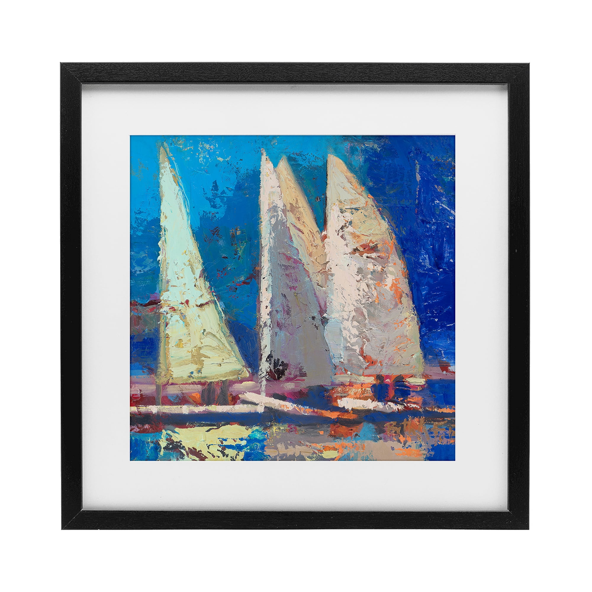 Stupell Industries A Strong Wind Sailboats Black Framed Print Under Glass, design by Beth A. Forst