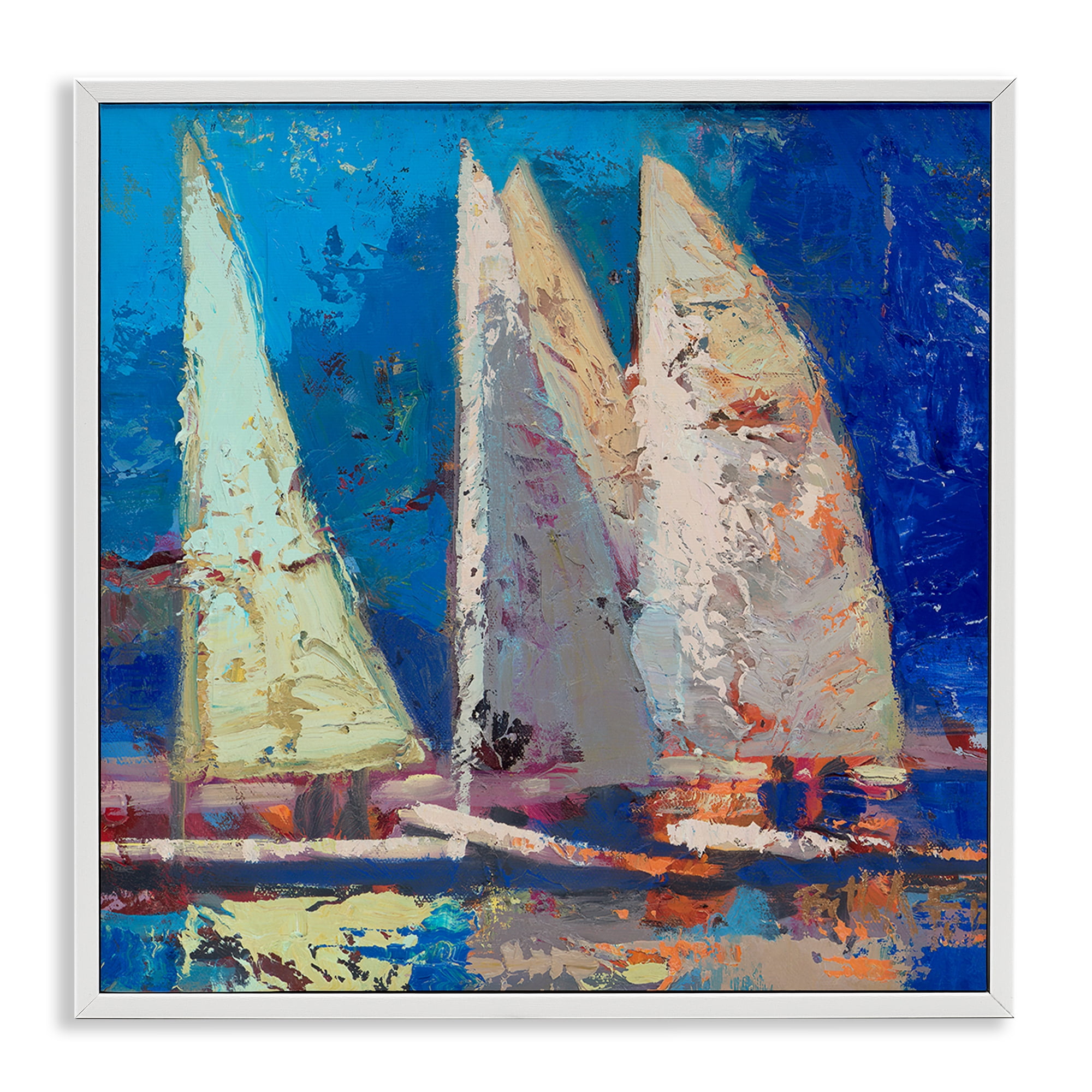 Stupell Industries A Strong Wind Sailboats White Framed Giclee Art, design by Beth A. Forst