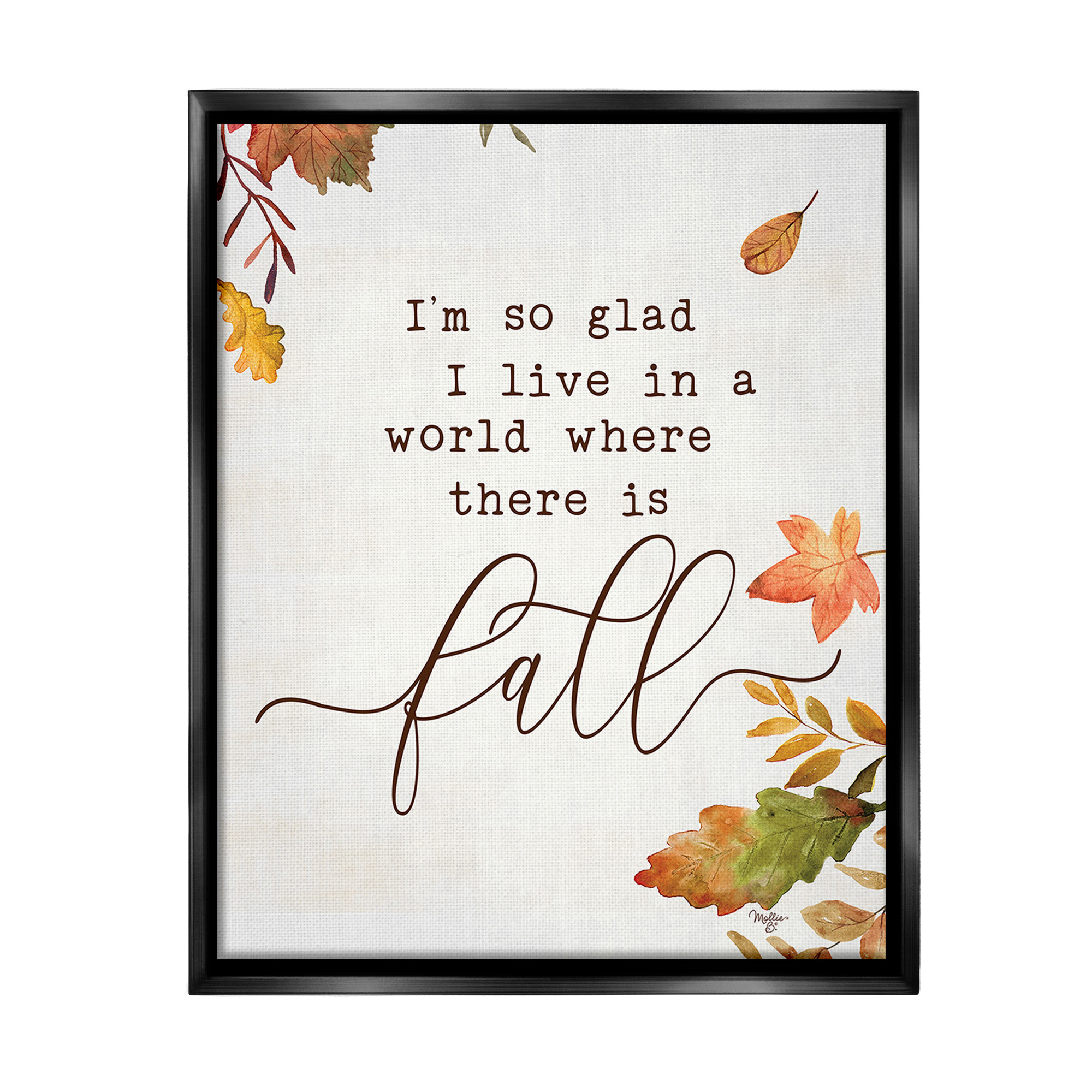 Stupell Industries A World With Fall Botanical & Floral Painting Black Floater Framed Canvas Art Print Wall Art, 17 x 21