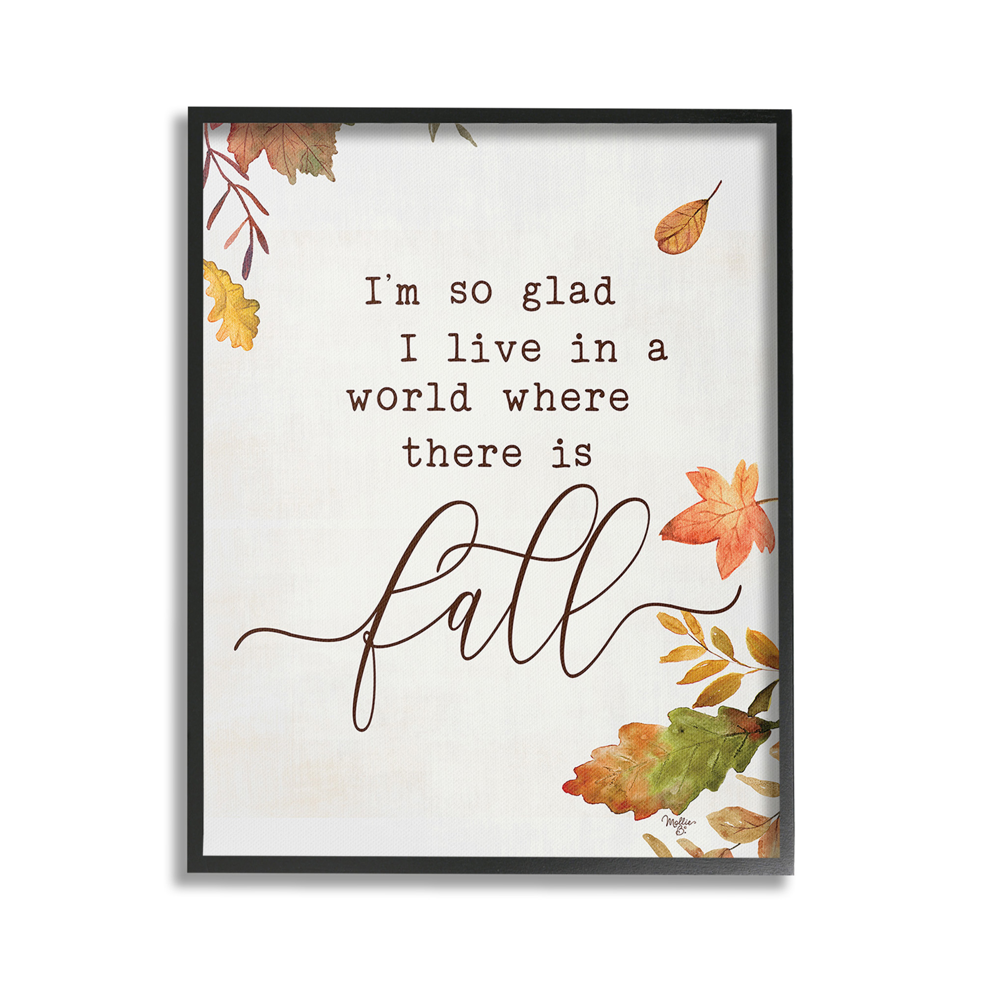 Stupell Industries A World With Fall Botanical & Floral Painting Black Framed Art Print Wall Art, 16 x 20