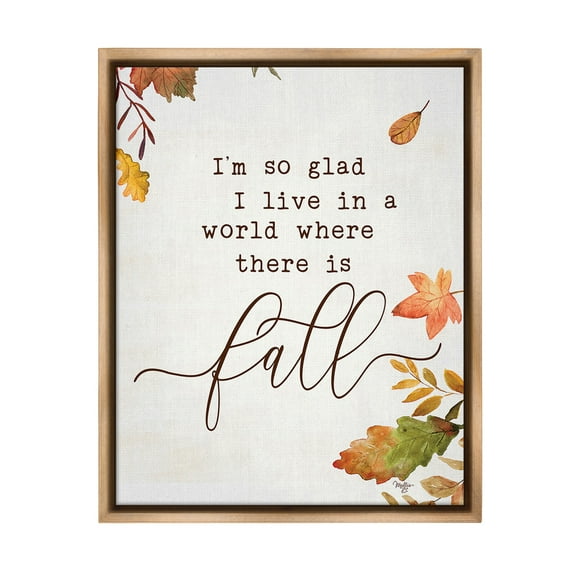 Stupell Industries A World With Fall Botanical & Floral Painting Brown Floater Framed Canvas Art Print Wall Art, 25 x 31