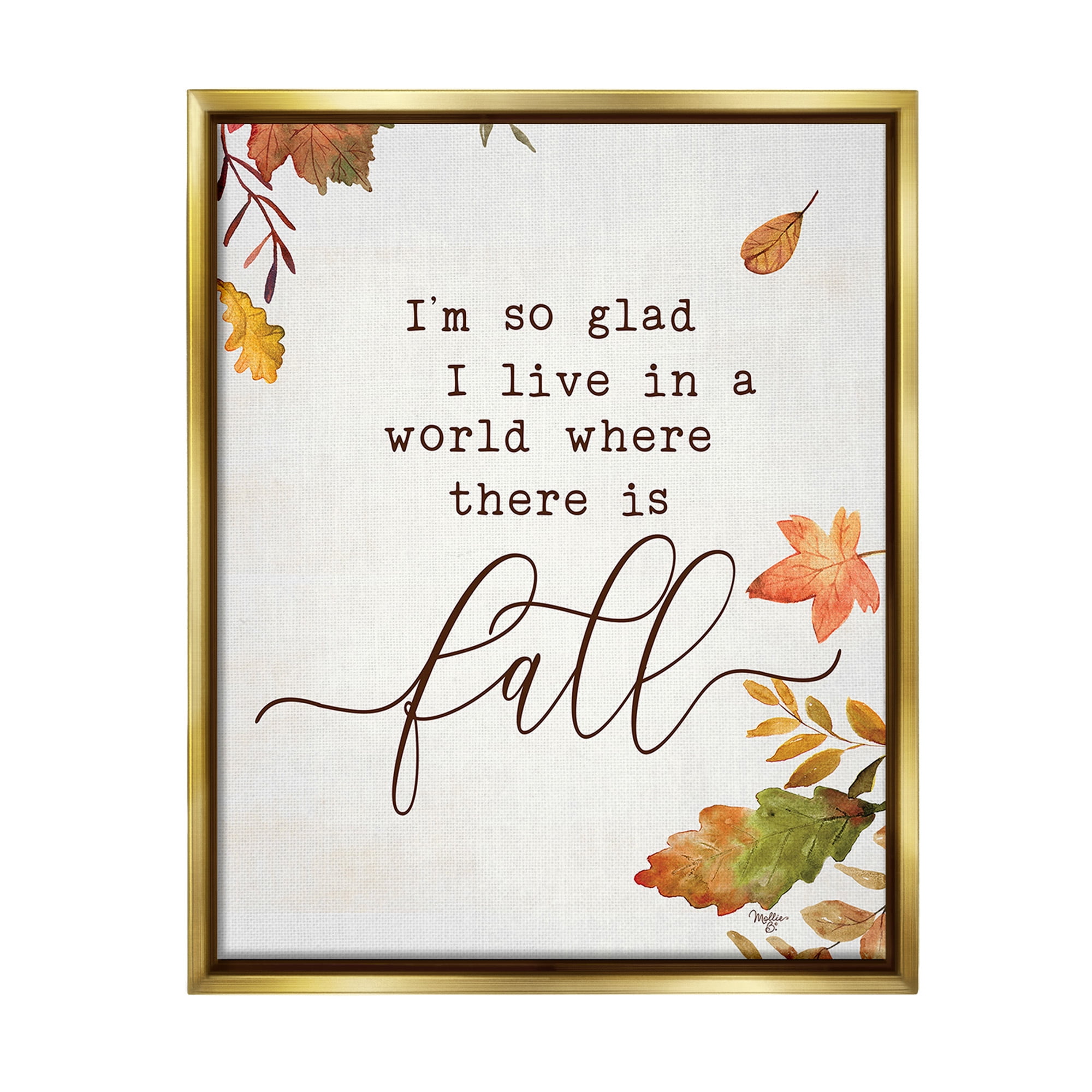 Stupell Industries A World With Fall Botanical & Floral Painting Gold Floater Framed Canvas Art Print Wall Art, 25 x 31