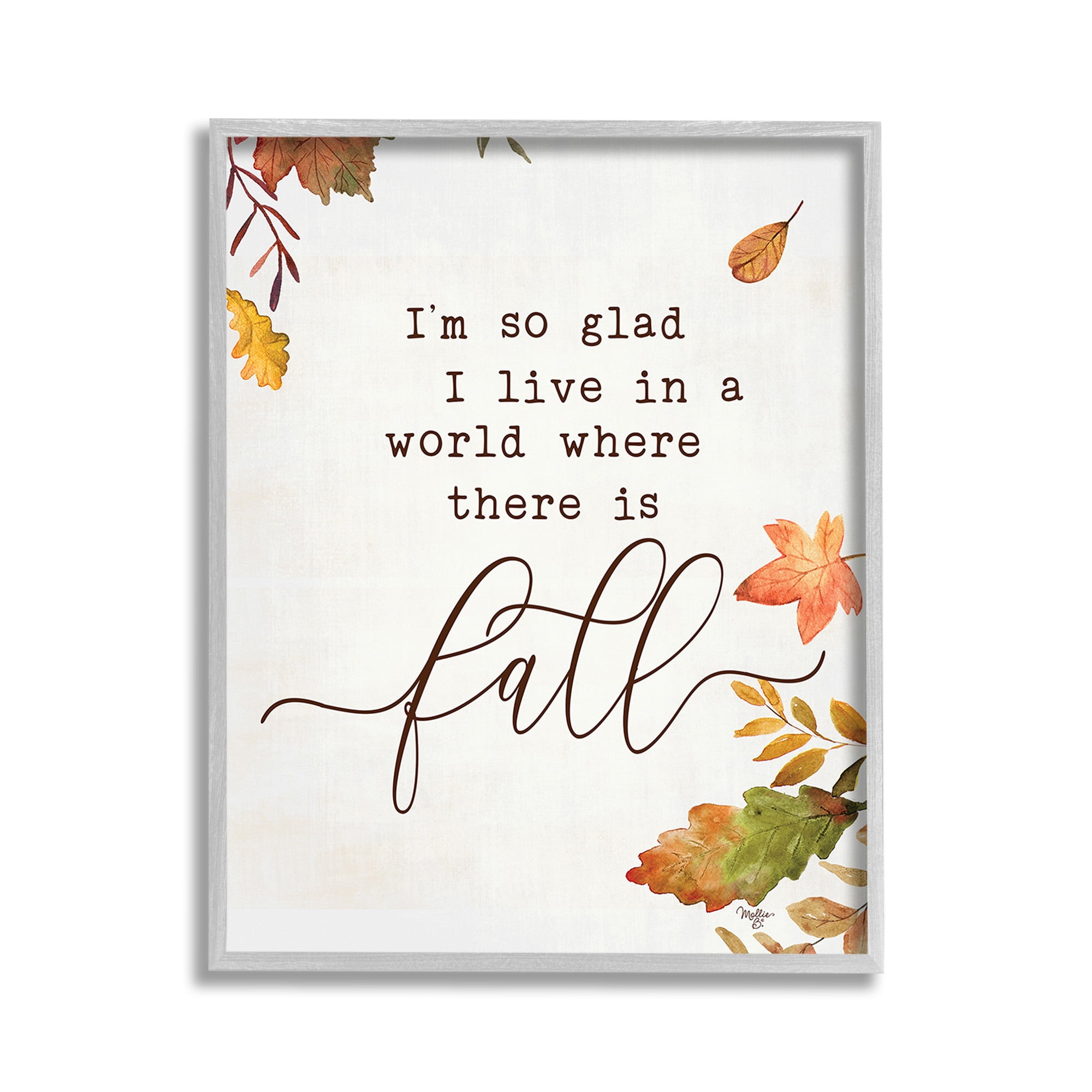 Stupell Industries A World With Fall Botanical & Floral Painting Gray Framed Art Print Wall Art, 11 x 14