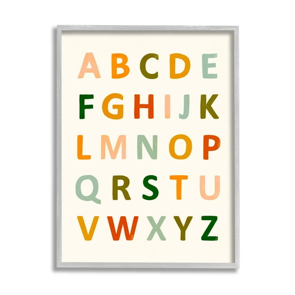 Stupell Industries ABC Letter Chart Soft Terracotta Earth Tone Alphabet, 24 x 30, Design by Victoria Borges