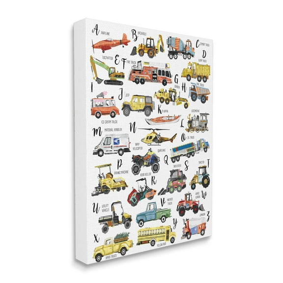 Stupell Industries ABC's of Motor Vehicles Kid's Alphabet Chart,24 x 30,Designed by Ziwei Li
