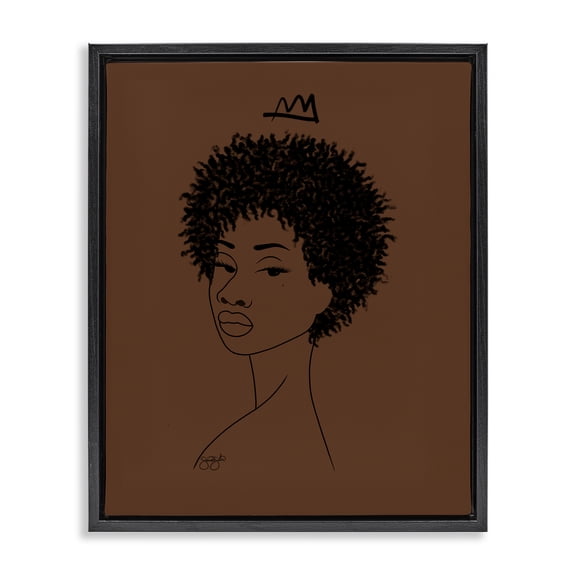 Stupell Industries Aaliyah with Crown Portrait Black Framed Floater Canvas Wall Art design by Sierra Siler, 21 x 17