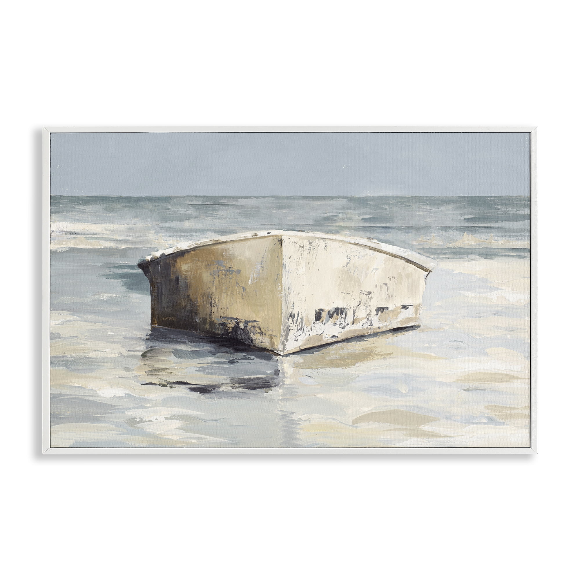 Stupell Industries Abandoned Boat Hull Transportation Painting White Framed Art Print Wall Art, 24 x 16