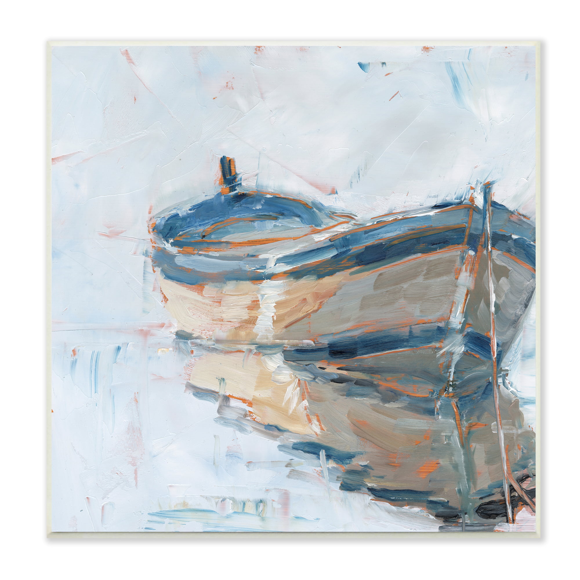 Stupell Industries Abandoned Paddling Watercraft Quiet Icy Ocean,12 x 12,  Design by Ethan Harper